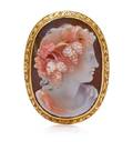 A Victorian Yellow Gold and Carved Agate Cameo Brooch Angelo Amastini