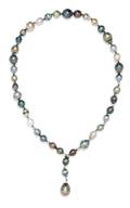A White Gold and Cultured Tahitian Pearl Lariat Necklace