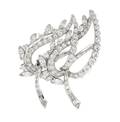 A Platinum and Diamond Leaf Brooch