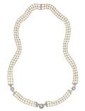A Platinum Gold Diamond and Seed Pearl Necklace