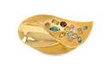 An 18 Karat Yellow Gold Colored Diamond and Multigem PendantBrooch