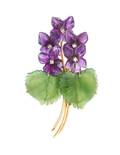 An 18 Karat Yellow Gold Amethyst Nephrite and Diamond Flower Brooch