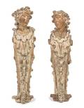A Pair of Rococo Style Limed Wood Corbels