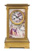 A French Porcelain Mounted Gilt Bronze Mantel Clock