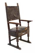 A Spanish Baroque Style Walnut Armchair