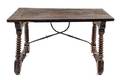A Spanish Baroque Style Iron Mounted Walnut Table