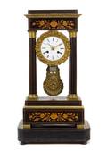 A Continental Marquetry Portico Clock