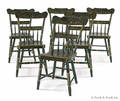 Set of six Pennsylvania painted plank seat chairs