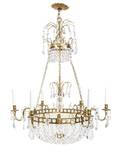 A Continental Gilt Metal and Cut Glass SixLight Chandelier