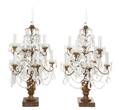 A Pair of Italian Giltwood TenLight Candelabra
