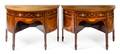 A Pair of Adam Style Marquetry Console Cabinets