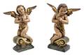 A Pair of Continental Polychromed Figural Ornaments