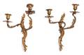 A Pair of Louis XV Style Gilt Metal TwoLight Sconces