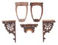 A Pair of Rococo Pierce Carved Mahogany Brackets