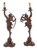 A Pair of Bronze SingleLight Figural Table Lamps