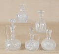 Five brilliant cut glass decanters