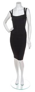 An Herve Leger Couture Black Dress