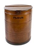 A Painted Metal Flour Barrel