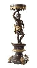 A Venetian Style Gilt and Patinated Bronze Figural Pedestal