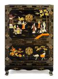A Chinese Painted and Hardstone Inset Media Cabinet