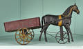 Ives cast iron walking horse with painted tin  Victor  wagon