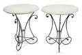 A Pair of Composition and Silvered Metal Occasional Tables