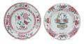 Two Chinese Export Famille Rose Porcelain Plates
