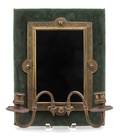 An Ebonized and Gilt Metal Mounted and Mirrored TwoLight Wall Sconce