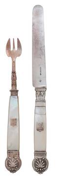 A French Silver and MotherofPearl Handled Fruit Knives and Forks