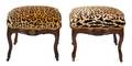 A Pair of Louis XV Style Carved Mahogany Taborets