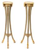 A Pair of Neoclassical Style Painted and Parcel Gilt Torchere Stands