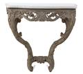 A Continental Rococo Style Carved and Painted Marble Top Console Table