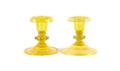 Pair of Steuben yellow glass candlesticks