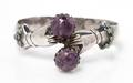 A Silver Amethyst and Turquoise Hand Motif Bypass Bracelet Mexico Pre1948