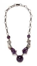 A Sterling Silver and Amethyst Hand and Tulip Motif Necklace Mexico