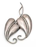 A Sterling Silver Double Leaf Motif Brooch Margot de Taxco