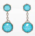 A Pair of Sterling Silver 18 Karat Gold Turquoise Quartz and Diamond Drop Earrings Judith Ripka