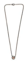 A Sterling Silver 14 Karat Yellow Gold and Pink Tourmaline Cookie Necklace David Yurman