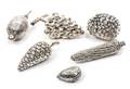 Six Continental Sterling Silver Weighted Fruit and Nut Figurines