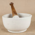 Large marble and wood mortar and pestle
