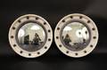 Pair of Painted White  Black Bullseye Mirrors