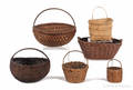 Group of four splint baskets