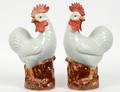 PAIR OF CHINESE EXPORT PORCELAIN ROOSTERS