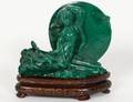 CHINESE CARVED MALACHITE OF A FLOATING DEITY