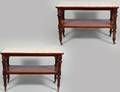 PAIR OF MARBLE TOP MAHOGANY TWOTIER SIDE TABLES