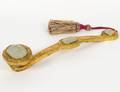 CHINESE JADE INSET GILT METAL RUYI SCEPTER