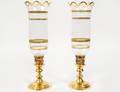 PAIR OF GORHAM GILT SILVER AND BACCARAT GLASS CNDLSTCKS