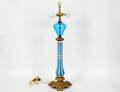 NAPOLEON III GILT BRONZE  OPALINE GLASS OIL LAMP