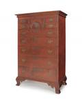 Eldred Wheeler Chippendale style curly maple tall chest