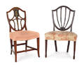Two Hepplewhite mahogany shield back dining chairs